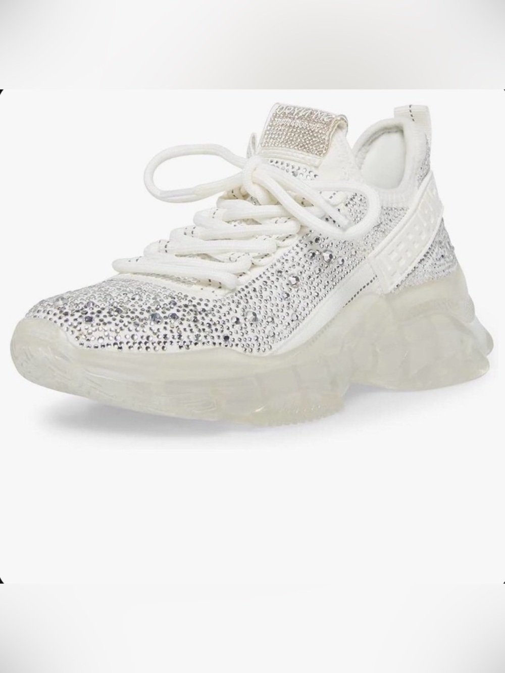 Steve Madden White Crystal Embellished Platform Sneaker